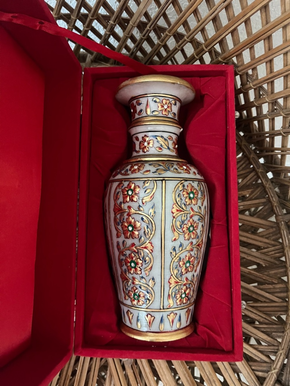 Hand painted marble vase